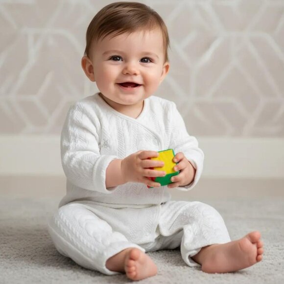 Obaibi Quilted Cable Pattern Lined Jumpsuit size 9 Months - Picture 1 of 13